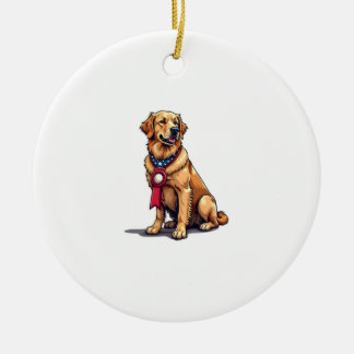 Proud American Golden Retriever Vintage Tee 4 Keramisch Ornament