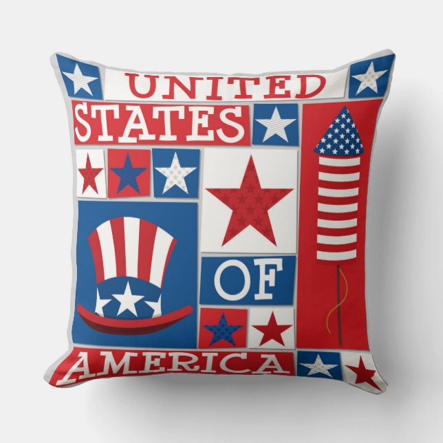 Proud American Patriotic Stars and Stripes Kussen (Voorkant)