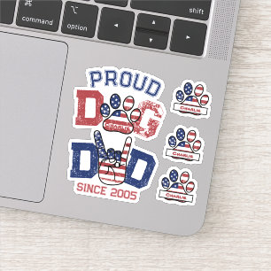 Proud American Pet Dog Dad Lover US Flag Sticker