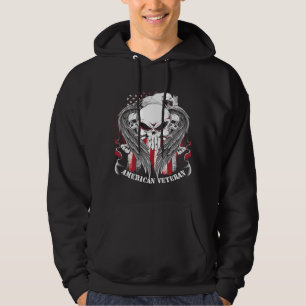 Proud American Veteran US Soldier American Flag Sk Hoodie