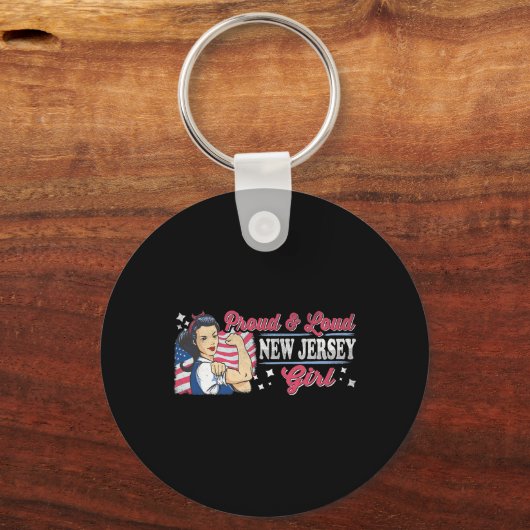 Proud & Loud New Jersey Girl Proud American Wo Sleutelhanger (Voorkant)