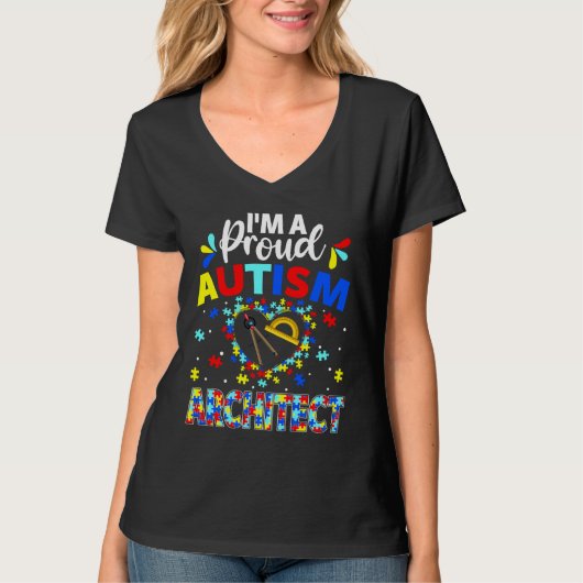 Proud Architect Autism Awareness Love Autistic Mat T-shirt (Voorkant)