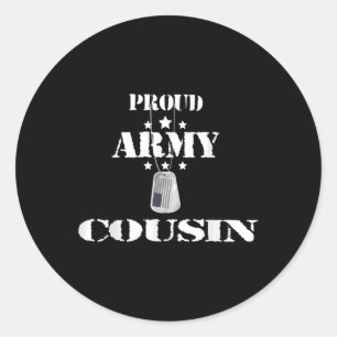 Proud Army Cousin Military Pride American Flag For Ronde Sticker