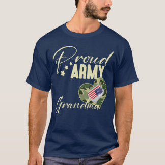 Proud Army Grandma Camoue Dogag USA American Flag  T-shirt