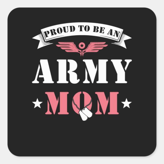 Proud Army Mam Vierkante Sticker (Voorkant)
