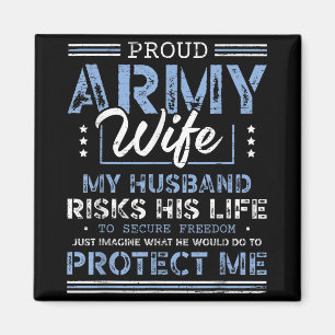 Proud Army Wife Husband Secure Freedom Soldier V Magneet