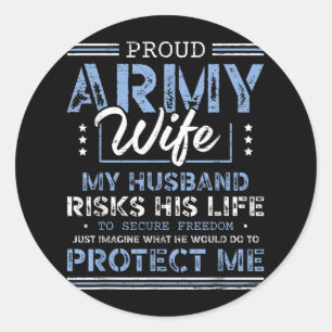 Proud Army Wife Husband Secure Freedom Soldier V Ronde Sticker