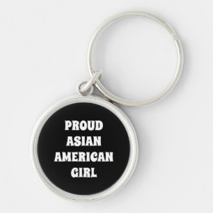 Proud Asian American Girl, zwarte witte Sleutelhan Sleutelhanger