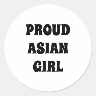 Proud Asian Girl, zwart wit Ronde Sticker