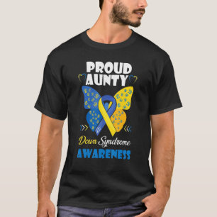 Proud Aunty Down Syndrome Awareness Blue Yellow RI T-shirt