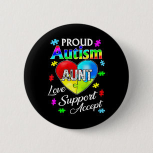 Proud Autism Aunt Love Support Accepteert Help Awa Ronde Button 5,7 Cm