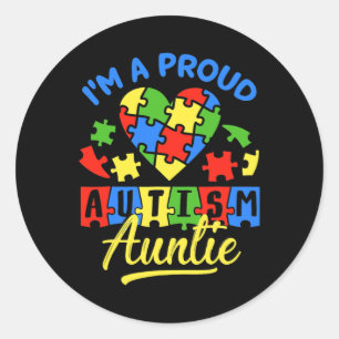 Proud Autism Auntie Awareness tante Autistic Niece Ronde Sticker