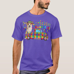 Proud Autism Awareness Cute Corgi Boy op Puzzle Pi T-shirt