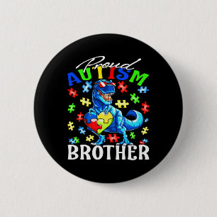 Proud Autism Brother Dinosaur Autism Awareness Ronde Button 5,7 Cm