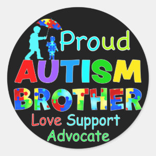 Proud Autism Brother Ronde Sticker