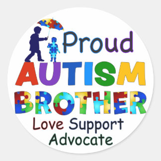 Proud Autism Brother Ronde Sticker
