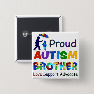 Proud Autism Brother Vierkante Button 5,1 Cm