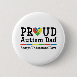 Proud Autism Dad Ronde Button 5,7 Cm