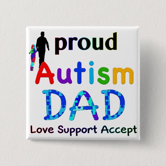 Proud Autism Dad Vierkante Button 5,1 Cm (Voorkant)