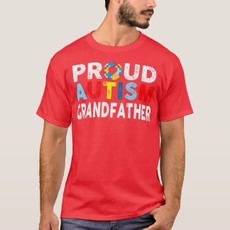 Proud Autism Grandfather Heart Autism Awareness Da T-shirt
