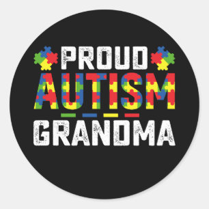 Proud Autism Grandma Awareness Autistic Family Ronde Sticker