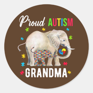 Proud Autism Grandma Funny Autism Awareness Papa Ronde Sticker