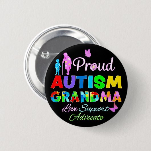 Proud Autism Grandma Ronde Button 5,7 Cm (Voorkant /achterkant)