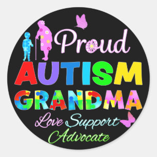 Proud Autism Grandma Ronde Sticker