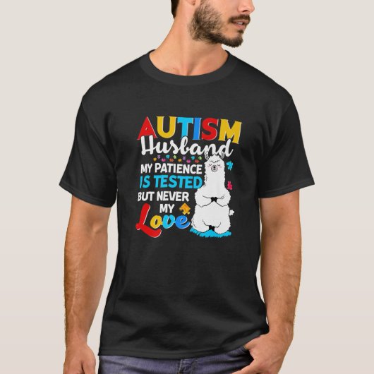 Proud Autism Husband Llama Puzzle Autism Awareness T-shirt (Voorkant)
