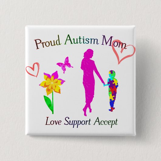 Proud Autism mama Vierkante Button 5,1 Cm (Voorkant)