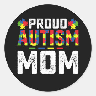 Proud Autism Mom Awareness Autistic Family Ronde Sticker