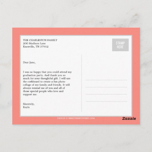 Proud Banner Afstuderen bedankkaart Briefkaart (Achterkant)