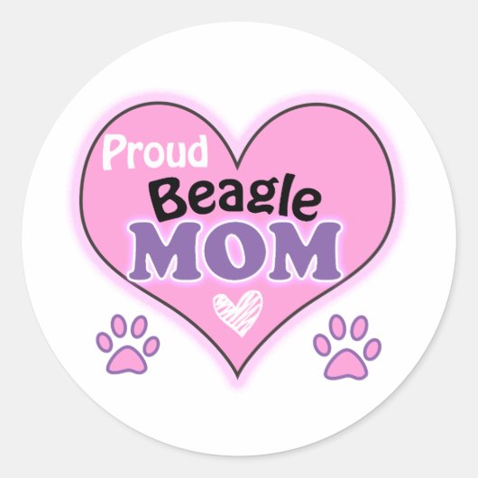 Proud Beagle Mam Ronde Sticker (Voorkant)
