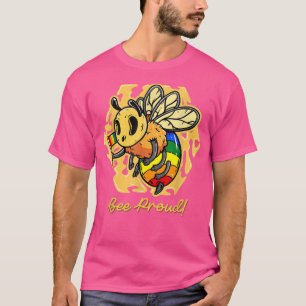 Proud Bee LGBT Rainbow Flag Lesbian Gay Biseual Tr T-shirt