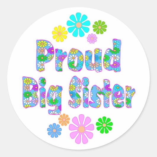 Proud Big Sister Ronde Sticker (Voorkant)