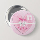 Proud Big Sister White & Pink Polka Dot Button (Voorkant /achterkant)