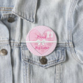 Proud Big Sister White & Pink Polka Dot Button (In situ)
