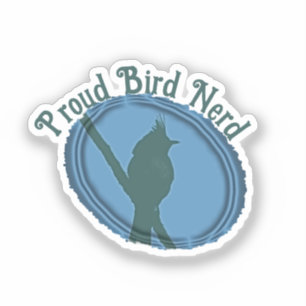 Proud Bird Nerd Silhouette Blauw Grijs Vogelaar Sticker