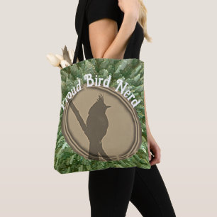 Proud Bird Nerd Silhouette Bruin Groene Vogelaar Draagtas