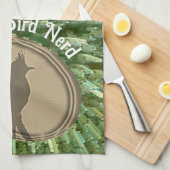 Proud Bird Nerd Silhouette Bruin Groene Vogelaar Theedoek (Quarter Fold)