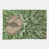 Proud Bird Nerd Silhouette Bruin Groene Vogelaar Theedoek (Horizontaal)