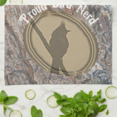 Proud Bird Nerd Silhouette Bruin Groene Vogelaar Theedoek (Gevouwen)