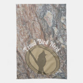 Proud Bird Nerd Silhouette Bruin Groene Vogelaar Theedoek (Verticaal)