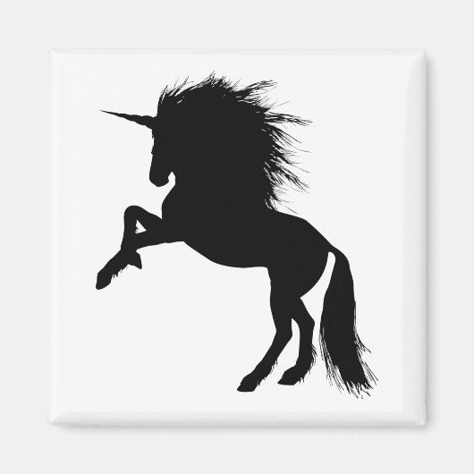 Proud Black Unicorn Silhouette Fantasy Animal, ZKA Magneet (Voorkant)