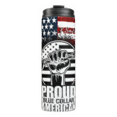 Proud Blue Collar Amerikaanse Patriot Thermosbeker (Voorkant)