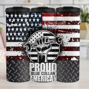 Proud Blue Collar Amerikaanse Patriot Thermosbeker