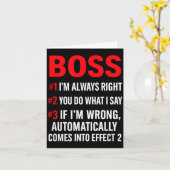 Proud Boss Always Right Office Quote For Managers  Kaart (Gele Bloem)