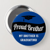 Proud Brother - Black White Blue Afstuderen Button (Voorkant /achterkant)