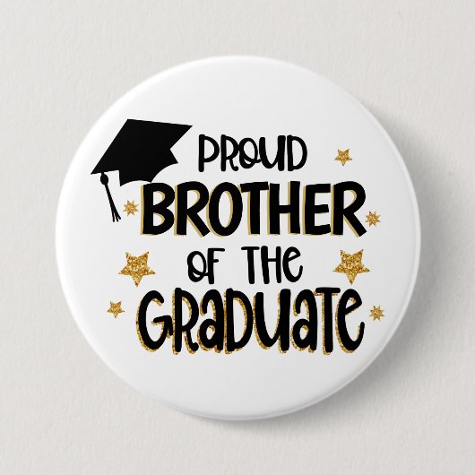 Proud Brother van de Afstuderen Ronde Button 7,6 Cm (Voorkant)