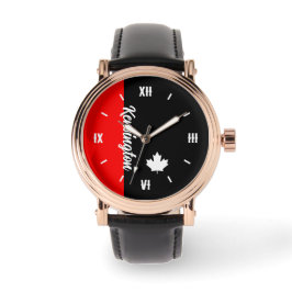 Proud Canadees met naam en wit maanblad Horloge